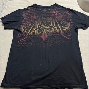 Affliction The Council Vintage Skull Wings Shirt Size Med Black/Red